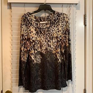 Susan Graver Liquid Knit Animal Print and Paisley Tunic, Size Medium